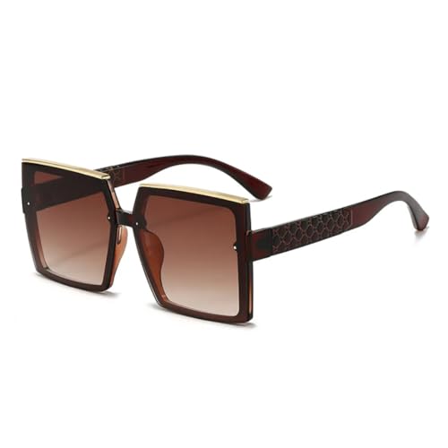 PPFVVTV Retro-Sonnenbrille mit großem Rahmen, schmale Sonnenbrille, Damenmode, Straßenfotobrille, Trend-Sonnenbrille (braunbraun) von PPFVVTV