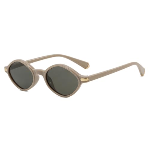 PPFVVTV Retro-Trend, kleine ovale Sonnenbrille für Damen, Luxus-Herren, Outdoor, Angeln, Autofahren, Reisen, Brillen, UV400 (Khakigrün) von PPFVVTV