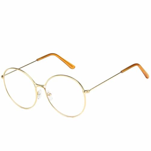 PPFVVTV Runde Retro-Sonnenbrille für Damen und Herren, Vintage, Reisen, Autofahren, UV400 (Gold, transparent) von PPFVVTV