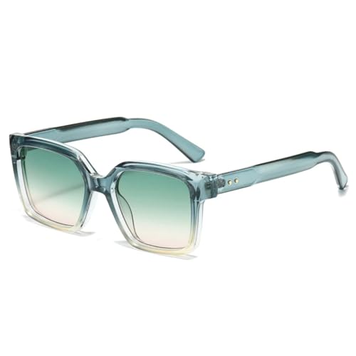 PPFVVTV Sonnenbrille Damen Shades UV400 Retro Trendy Nieten Herren Gradient Sonnenbrille (Blau Grün Gradient) von PPFVVTV