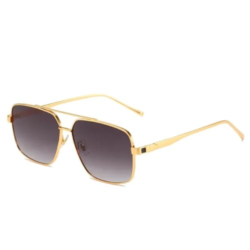 PPFVVTV Sonnenbrille mit Metallrahmen und Farbverlauf für Damen und Herren (Gold/Grau) von PPFVVTV