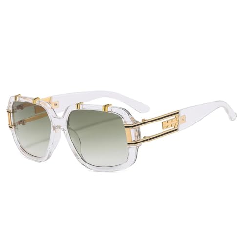 PPFVVTV Sonnenbrille mit großem Rahmen für Herren und Damen, Retro-Mode, Metall, für Outdoor-Reisen, Autofahren, Reiten, Sonnenbrille, UV400 (klares Farbverlaufsgrün) von PPFVVTV