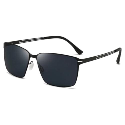 PPFVVTV Sonnenbrillen Modische Metall Ultraleichte Herren-Fahrer-Sonnenbrille (Schwarz Schwarz) von PPFVVTV