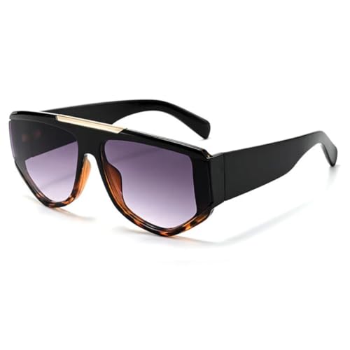 PPFVVTV Übergroße Damen-Sonnenbrille für Herren, UV400, modische Sonnenbrille mit Farbverlaufsgläsern, Damenbrillen (Schwarz-Leopard-Grau) von PPFVVTV