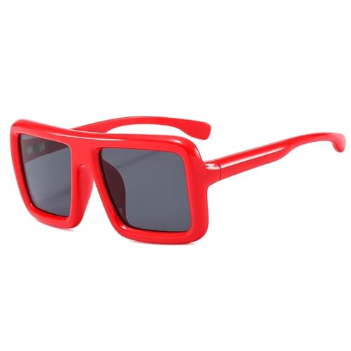 PPFVVTV Übergroße Sonnenbrillen für Damen und Herren, Modetrends, Punk, großer Rahmen, Outdoor, Reise-Sonnenbrille, UV400 (Rot-Grau) von PPFVVTV