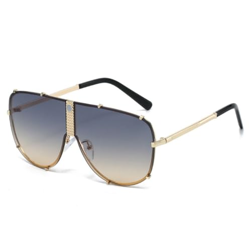 PPFVVTV Übergroße ovale Sonnenbrille für Damen, Luxus-Steampunk-Brille, Sonnenbrille fürs Autofahren im Freien, UV400-Schutz (C5, Gold, Grün, Gelb) von PPFVVTV
