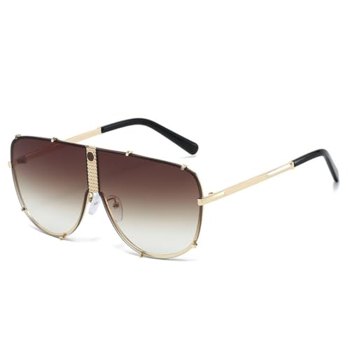 PPFVVTV Übergroße ovale Sonnenbrille für Damen, luxuriöse Steampunk-Brille, Sonnenbrille fürs Autofahren im Freien, UV400-Schutz (C3GoldDouble) von PPFVVTV