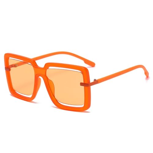 PPFVVTV Vintage Big Frame Hohl Damen Sonnenbrille Punk Luxus Candy Shade Luxus Beliebte Herren Sonnenbrille UV400 (Orange) von PPFVVTV