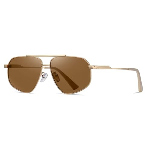 PPFVVTV Vintage Herren Sonnenbrille Klassisch Luxus Shades Weiblich Uv400 (C1GoldTea) von PPFVVTV
