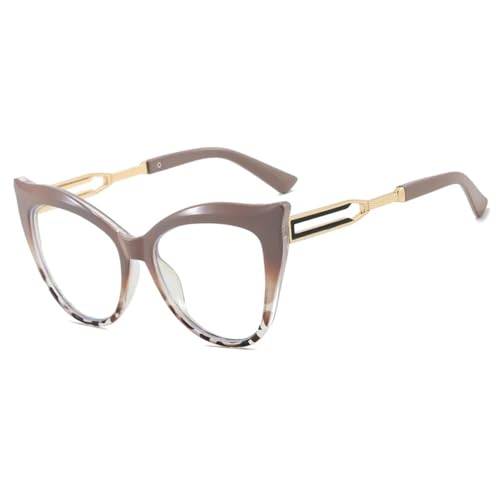 PPFVVTV Vintage Luxus Cat Eye Aushöhlen Metall Bein Damen Sonnenbrille Herren Travel Drive Eyewear UV400 (Khaki Klar) von PPFVVTV