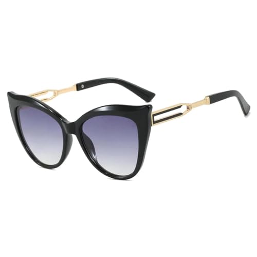 PPFVVTV Vintage Luxus Cat Eye Aushöhlen Metall Bein Damen Sonnenbrille Herren Travel Drive Eyewear UV400 (Schwarz Farbverlauf Grau) von PPFVVTV
