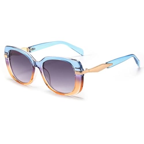 PPFVVTV Vintage Sonnenbrille Damenmode Super Große Sonnenbrillen UV400 Brillen Herren Punk Candy Color Sonnenbrille (BlauOrange-Grau) von PPFVVTV