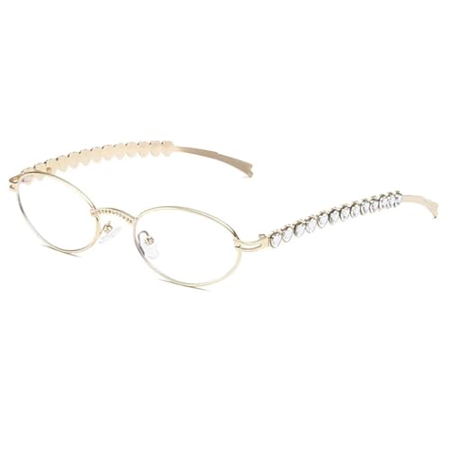 PPFVVTV Vintage-Sonnenbrille aus Metall mit kleinem Rahmen, oval, für Damen und Herren, Steampunk (Gold) von PPFVVTV