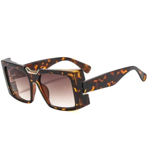 PPFVVTV Vintage Steampunk Sonnenbrille Luxus Trend Herren Sonnenbrille Outdoor Driving Shade Eyewear Unisex UV400 (Leopard Gradient Tea) von PPFVVTV