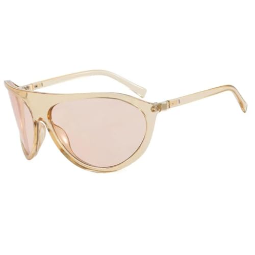 PPFVVTV Vintage Übergroße Sonnenbrille Damen für Herren Luxus Punk Beliebte Brillen Sportbrille UV400 (Champagner) von PPFVVTV