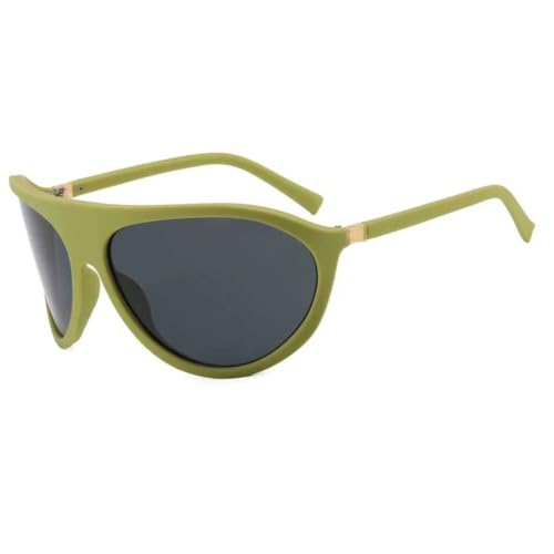 PPFVVTV Vintage Übergroße Sonnenbrille Damen für Herren Luxus Punk Beliebte Brillen Sportbrille UV400 (Grün Schwarz) von PPFVVTV