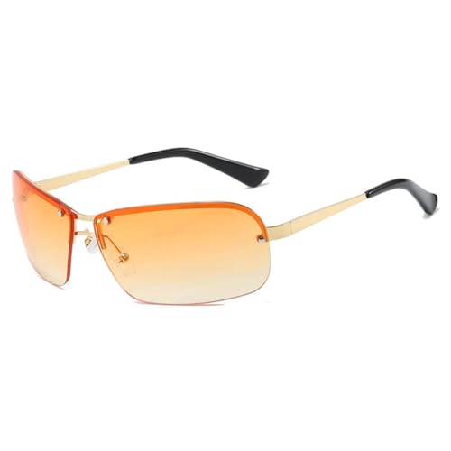 Trendige Vintage-Sonnenbrille aus Metall für Damen, Luxus, Herren, beliebt, Outdoor, Punk, UV400 (Gold-Orange) von PPFVVTV