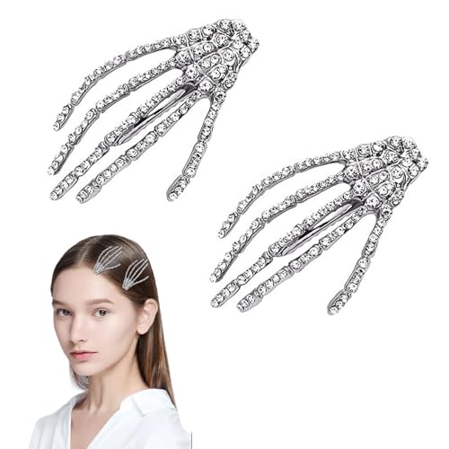 Gothic Skelett Hand Haarspange,SkelettKrallen Haarspangen,Gothic Haarschmuck Halloween haarspangen Hände Knochen halloween Haarspangen Skeleton Haar Zubehör für Mädchen Halloween Schädelhaarclip von PPGGOPP