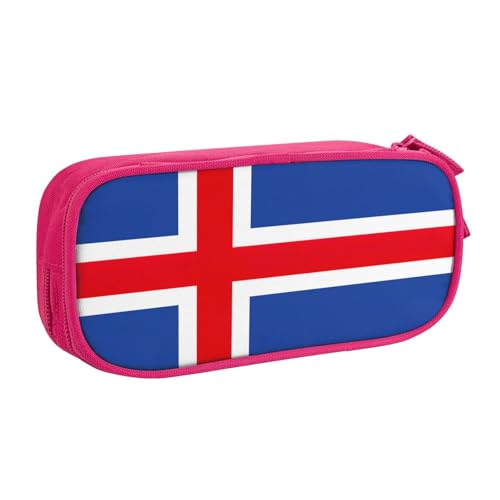 Federmäppchen, Motiv: Flagge von Island, für Kosmetik, Kunstwerkzeuge, Studenten, Lehrer, vielseitig einsetzbar, rose, Einheitsgröße, Schulranzen-Set von PPHGUT