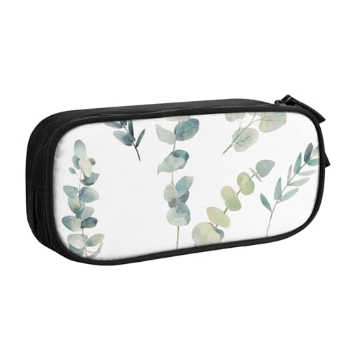 Federmäppchen mit Eukalyptusblättern, zur Aufbewahrung von Kosmetika, Kunstwerkzeugen, Studenten, Lehrer, vielseitig einsetzbar, Schwarz , Einheitsgröße, Schulranzen-Set von PPHGUT
