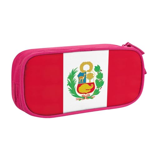 Federmäppchen mit Flagge von Peru, zur Aufbewahrung von Kosmetika, Kunstwerkzeugen, Studenten, Lehrer, vielseitig einsetzbar, rose, Einheitsgröße, Schulranzen-Set von PPHGUT