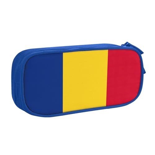 Federmäppchen mit Flagge von Rumänien, bedruckt, zur Aufbewahrung von Kosmetika, Kunstwerkzeugen, Studenten, Lehrer, vielseitig einsetzbar, blau, Einheitsgröße, Schulranzen-Set von PPHGUT