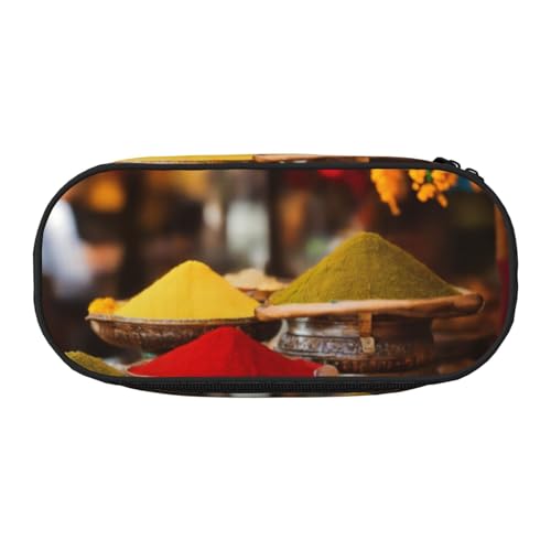 Federmäppchen mit Gewürz-Aufdruck, praktisch, hohe Kapazität, tragbar, Make-up-Tasche, Studenten, Teenager, Erwachsene, Schwarz , Einheitsgröße, Taschen-Organizer von PPHGUT