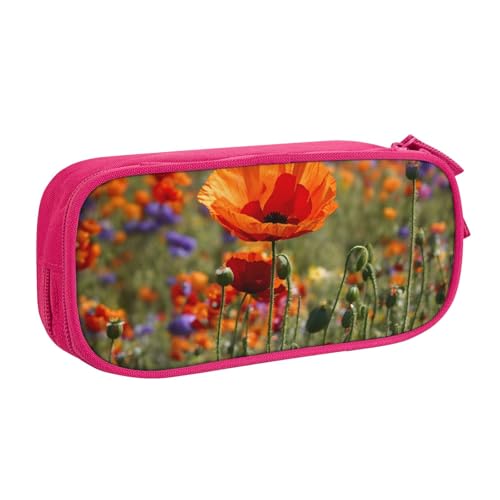 Federmäppchen mit Mohnblumen-Aufdruck, Aufbewahrung, Kosmetik, Kunstwerkzeug, Zubehör, Studenten, Lehrer, vielseitig einsetzbar, rose, Einheitsgröße, Schulranzen-Set von PPHGUT