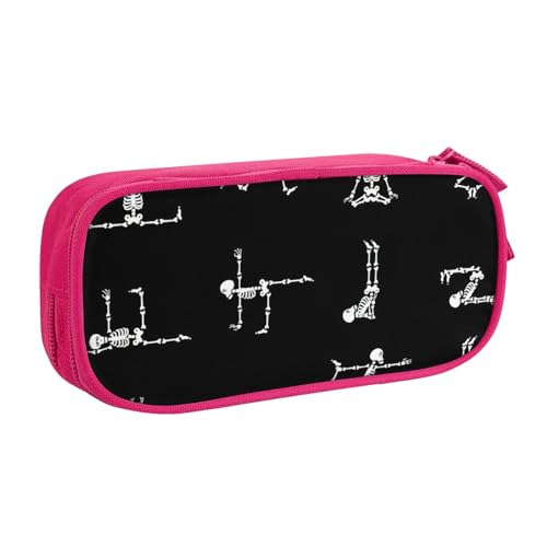 Federmäppchen mit Totenkopf-Motiv, Yoga-Druck, Aufbewahrung, Kosmetik, Kunstwerkzeug, Zubehör, Studenten, Lehrer, vielseitig einsetzbar, rose, Einheitsgröße, Schulranzen-Set von PPHGUT