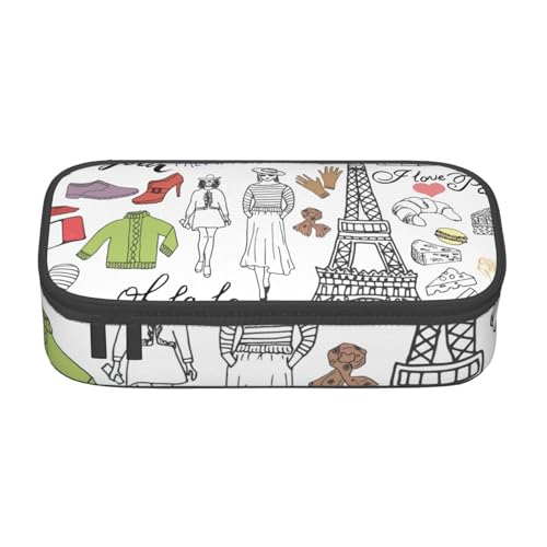Federmäppchen mit französischer Paris-Tour, Eiffelturm-Druck, großes Federmäppchen, Schreibwaren-Organizer, Schule, Uni, Geschäftsreisen von PPHGUT