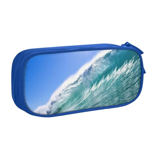 Federmäppchen mit großem Meereswellen-HD-Druck, zur Aufbewahrung von Kosmetika, Kunstwerkzeugen, Studenten, Lehrer, vielseitig einsetzbar, blau, Einheitsgröße, Schulranzen-Set Federmäppchen mit großem Meereswellen-HD-Druck, zur Aufbewahrung von Kosmetika, Kunstwerkzeugen, Studenten, Lehrer, vielseitig einsetzbar, blau, Einheitsgröße, Schulranzen-Set von PPHGUT