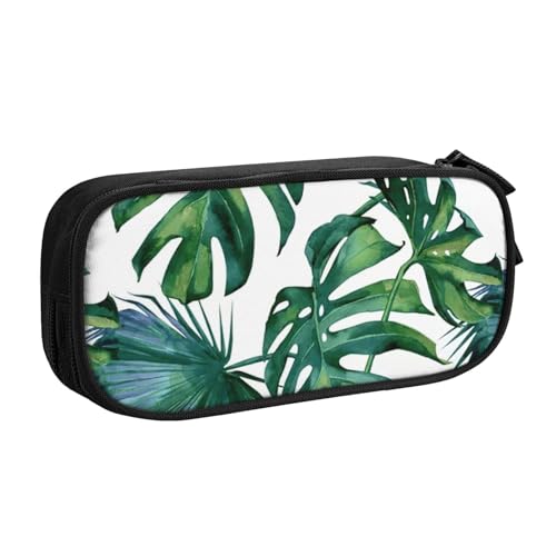 Federmäppchen mit grünen Bananenblättern, zur Aufbewahrung von Kosmetika, Kunstwerkzeugen, Studenten, Lehrer, vielseitig einsetzbar, Schwarz , Einheitsgröße, Schulranzen-Set von PPHGUT