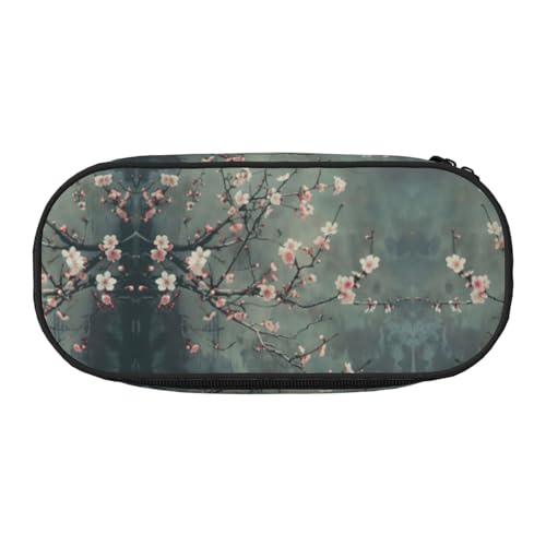 Federmäppchen mit japanischem Kirschblumen-Druck, praktisch, hohe Kapazität, tragbare Make-up-Tasche, Studenten, Teenager, Erwachsene, Schwarz , Einheitsgröße, Taschen-Organizer von PPHGUT