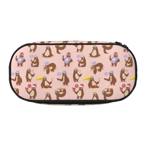 Federmäppchen mit niedlichem Faultier-Aufdruck, praktisches Federmäppchen mit hoher Kapazität, tragbare Make-up-Tasche, Studenten, Teenager, Erwachsene, Schwarz , Einheitsgröße, Taschen-Organizer von PPHGUT