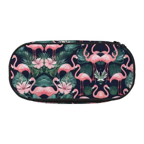 Federmäppchen mit pinkem Flamingo-Druck, praktisches Federmäppchen mit hoher Kapazität, tragbare Make-up-Tasche, für Studenten, Teenager, Erwachsene, Schwarz , Einheitsgröße, Taschen-Organizer von PPHGUT