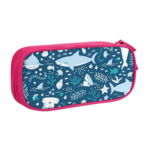 Federmäppchen mit süßem blauem Fisch, 1 Druck, zur Aufbewahrung von Kosmetika, Kunstwerkzeugen, Studenten, Lehrern, vielseitig einsetzbar, rose, Einheitsgröße, Schulranzen-Set von PPHGUT