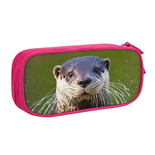 Federmäppchen mit süßem braunem Otter-Motiv, zur Aufbewahrung von Kosmetika, Kunstwerkzeugen, Studenten, Lehrer, vielseitig einsetzbar, rose, Einheitsgröße, Schulranzen-Set von PPHGUT