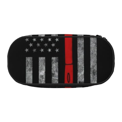 Feuerwehrmann Axt rote Linie Flagge Druck praktische hohe Kapazität Federmäppchen tragbare Make-up-Tasche Studenten Teenager Erwachsene, Schwarz , Einheitsgröße, Taschen-Organizer von PPHGUT