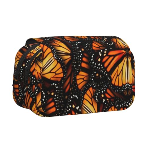 Heaps of Orange Monarch Butterflies Print Portable Pencil Bag Cosmetic Toiletry Multi-Use Bags Cute Large Capacity Daily Use von PPHGUT