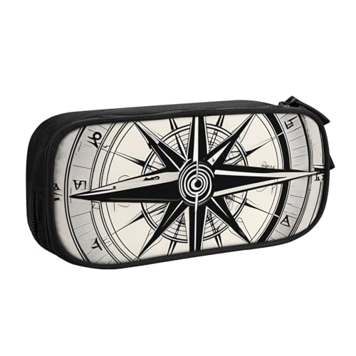 Law of the Compass Navigation 1 Druck-Federmäppchen Aufbewahrung Kosmetik Kunst Werkzeuge Zubehör Studenten Lehrer Vielseitig einsetzbar, Schwarz , Einheitsgröße, Schulranzen-Set von PPHGUT