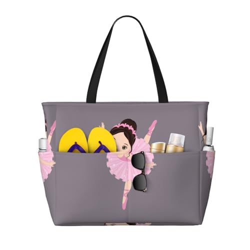 Little Ballerina Tanzendes Mädchen Druck Strand Reisetasche Smart Pocket Tote Sommer Urlaub Wandern Camping Outdoor Aktivität von PPHGUT
