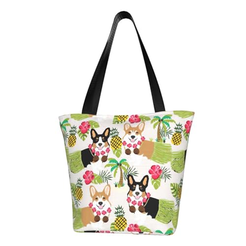 PPHGUT Corgi Hawaiian Tropical Summer Pineapple Print Functional Shoulder Bag Comfortable Crossbody Bags Trendy Running Travel Outings von PPHGUT