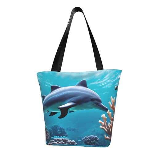 PPHGUT Schöne Unterwasserwelt Delfine Korallendruck Funktionelle Umhängetasche Bequeme Crossbody Taschen Trendy Laufen Reisen Ausflüge von PPHGUT