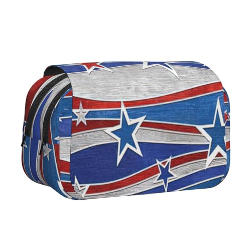 Patriotic Stars Strips Independence Day Print Portable Pencil Bag Cosmetic Toiletry Multi-Use Bags Cute Large Capacity Daily Use Use von PPHGUT
