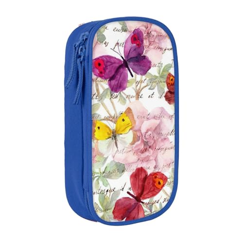 Praktisches Federmäppchen mit Schmetterlings-Aufdruck, mehrere Fächer, Büro, Reisen, Schule, Kunst, Alltagsbedarf, blau, Einheitsgröße, Packtasche von PPHGUT