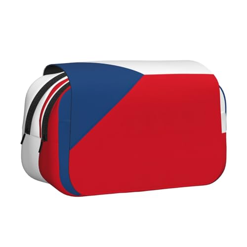 Tragbares Federmäppchen mit Flagge der Tschechischen Republik, Kosmetiktasche, Mehrzwecktasche, niedlich, großes Fassungsvermögen, für den täglichen Gebrauch von PPHGUT