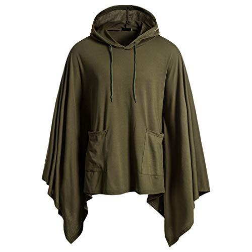 Herren Casual Hooded Pullover Cape Coat mit Pocket Unregelmäßiges Patchwork Lose Fledermausärmel Umhang Männliches Top Home Sportwear Hoodie Poncho Cloak Sweatshirt Mode Cape Pullover mit Tasche von PPPPA