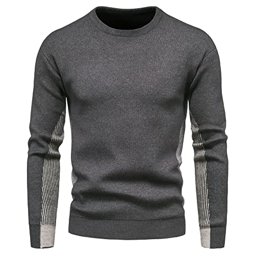 Herren Gestreifter Rundhals Langarm Pullover Strickoberteil Weicher Strick Neu Pullover Plus Große Gestreifter für Herren Lässiger Rundhals Strickpullover Warme gerippte Strickwaren für die Arbeit von PPPPA