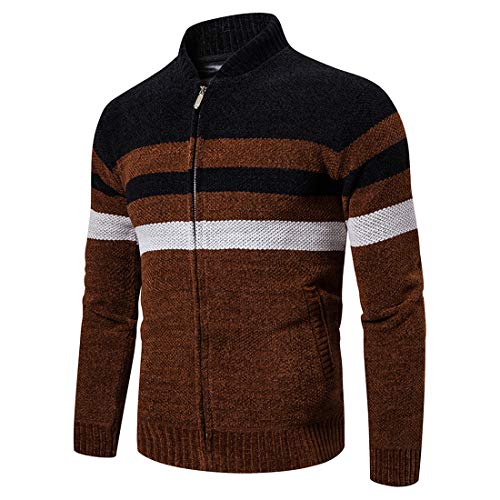Herren Langarm Baumwollpullover Lässig gestrickte Pullover Top Cardigan Dicker Strickpullover Voller Reißverschluss Stehkragen Warmer Pullover Wintermantel Wolle Langarm Pullover mit Reißverschluss von PPPPA
