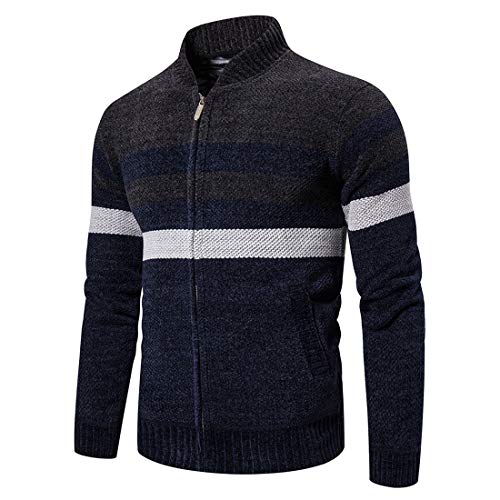 Herren Langarm Baumwollpullover Lässig gestrickte Pullover Top Cardigan Dicker Strickpullover Voller Reißverschluss Stehkragen Warmer Pullover Wintermantel Wolle Langarm Pullover mit Reißverschluss von PPPPA